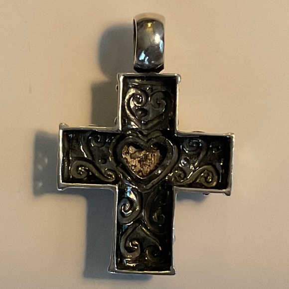 Silver Turquoise Cross Pendant Necklace - Picture 2 of 5